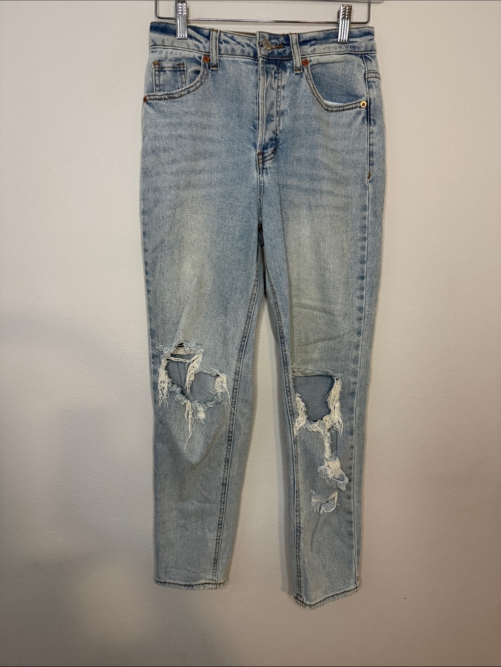 S.O.N.G. Classic Mom Jeans Distressed Light Wash High Rise - Size 0/24  [PH0734]